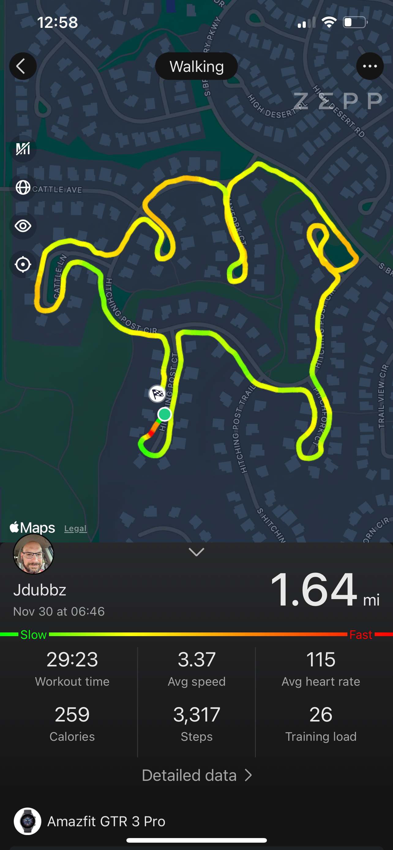 Zepp Workout: 1.64mi walk